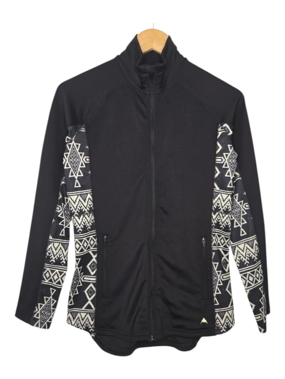 Burton Womens Black Aztec Print Skiing Base Layer Full Zip DryRide Jacket XS